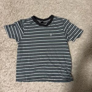 Volcom Kids Striped Tee - Navy and White